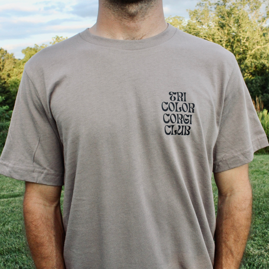 Tri Color Corgi Club Bella + Canvas T-Shirt Pebble