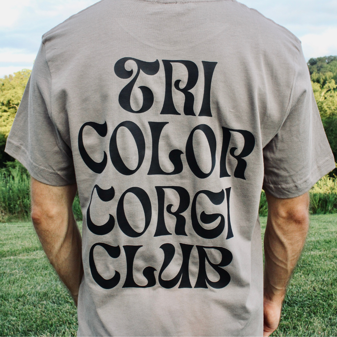 Tri Color Corgi Club Bella + Canvas T-Shirt Pebble – Corgi Paws